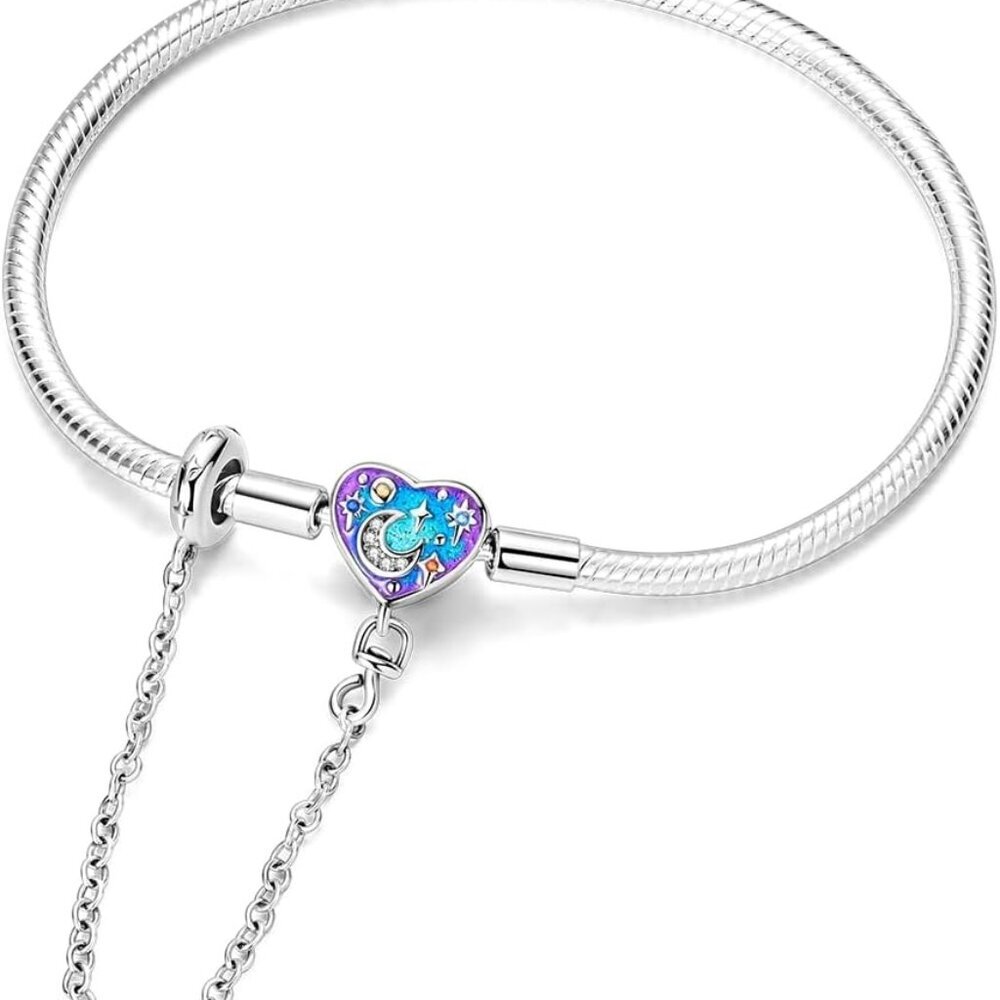 925 Sterling Silver Charms Bracelet for Women Butterfly Friend Heart Moon and St